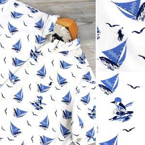 Polo Ralph Lauren Bear Navy Sailor Teddy Print Men's 2XL Resortwear Button Shirt